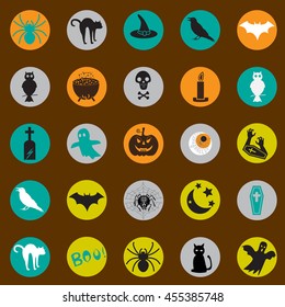 Set of vector flat design Halloween icons