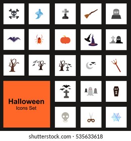Set of vector flat design Halloween icons