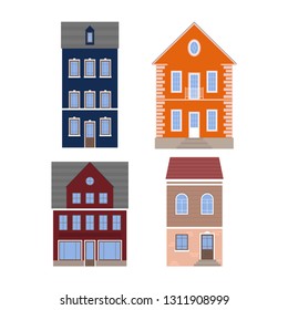 Set of vector flat design houses