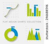 Set of vector flat design infographics statistics charts and graphs -blue and green version