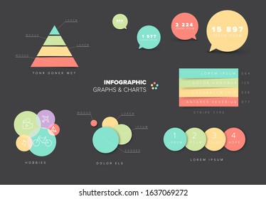 Set of vector flat design infographics statistics charts and graphs