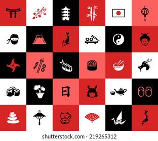 Set of vector flat design Japanese icons