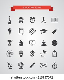 Set of vector flat design school icons