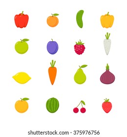 Set of vector flat fruits vol.3