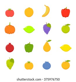 Set of vector flat fruits vol.4