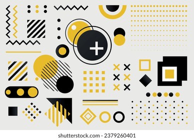 set vector flat geometric models background