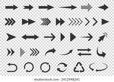 Conjunto de flechas de iconos planos vectoriales aisladas