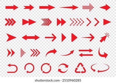Set of vector flat icons arrows isolated