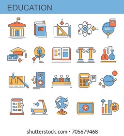 Set of vector flat  icons. Education.