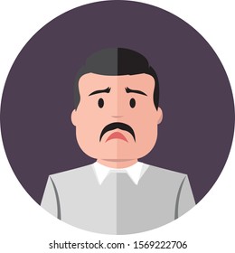 set of vector flat icons. People icons. avatars. Face of a man with a black mustache. 