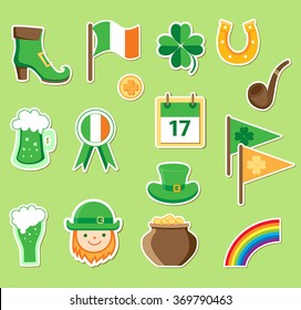 Set of vector flat icons for St. Patrick's Day