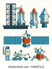 Set vector flat illustration on the space theme