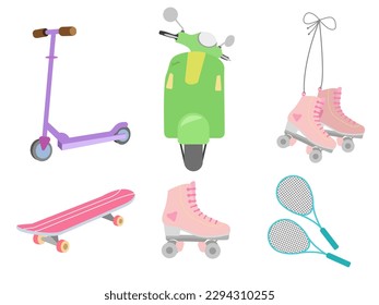 set of vector flat  illustration sports equipment