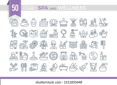 Set Vector Flat Line Icons SPA and Wellness