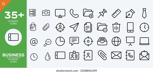 
Set Vector Flat Line Icons Business
