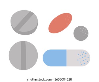 Set of vector flat medical icons. Medicine and pills collection isolated on white background. Medical treatment clip art