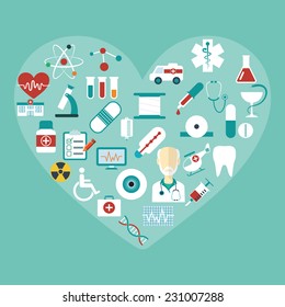 Set of Vector Flat Medical Icons. Modern Flat Concept. Vector illustration