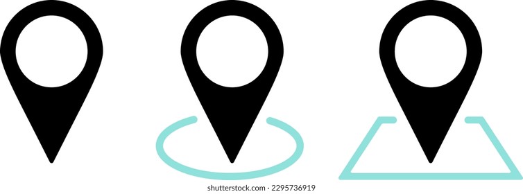 Set of vector flat pin icon as a place position designation concept