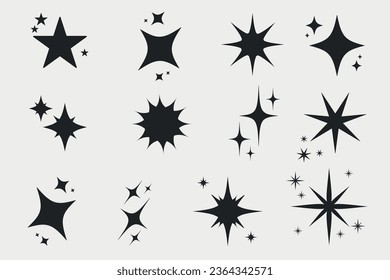 conjunto de colección de estrellas de destello plano vectorial