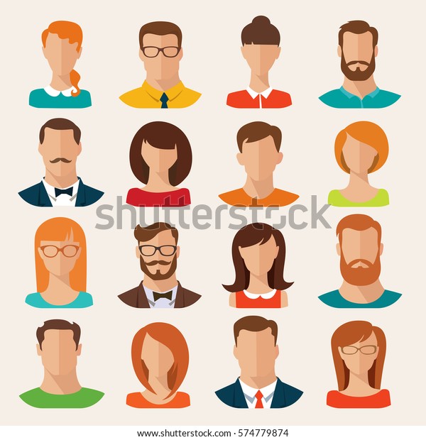 Set Vector Flat Style Male Female Stock Vector (Royalty Free) 574779874 ...