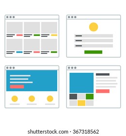 Set of vector flat web sites templates