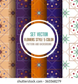 set vector floral 5 color pattern and background