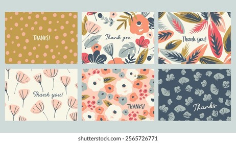 Set of vector floral abstract designs. Template for card, poster, flyer, cover, home decor and other use.