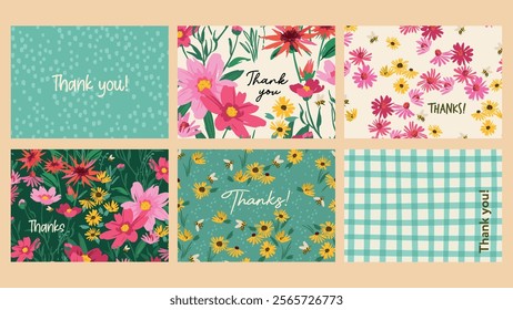 Set of vector floral abstract designs. Template for card, poster, flyer, cover, home decor and other use.