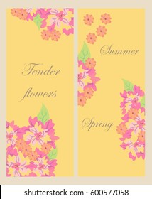 Set of vector floral backgrounds. Banner, card