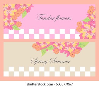 Set of vector floral backgrounds. Banner, card