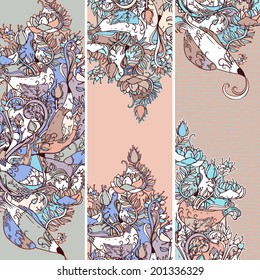 Set of vector floral banners