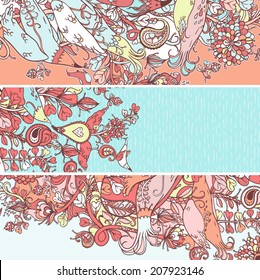 Set of vector floral banners