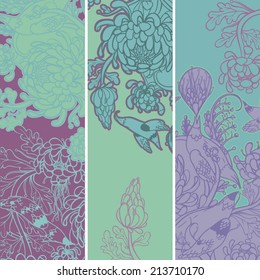 Set of vector floral banners