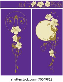 set of the vector floral banners with flowers of hibiscus