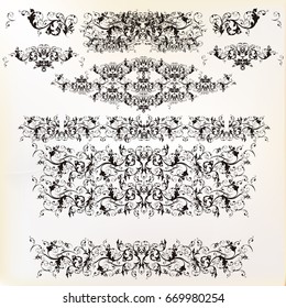 Set of vector floral borders for design