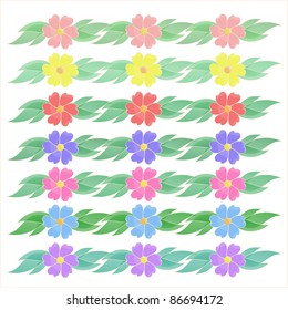 set of vector floral borders for frame and design isolated on white background