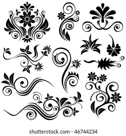 Set of vector floral design elements