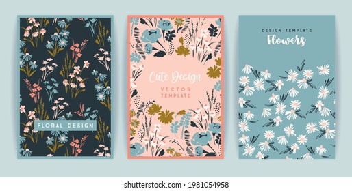 Conjunto de diseño vectorial floral. Plantilla para tarjeta, afiche, volante, decoración doméstica y otros usos.