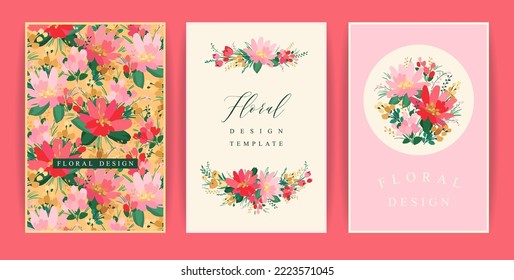 Set of vector floral design. Template for card, poster, flyer, cover, home decor and other use.