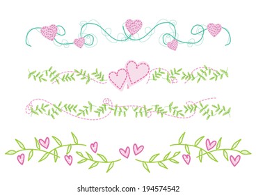Set of vector floral designs, design elements 