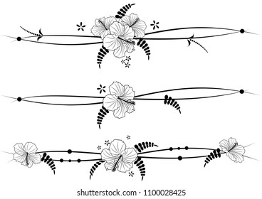 Set Vector Floral Dividers Flowers Hibiscus Stock Vector (Royalty Free ...