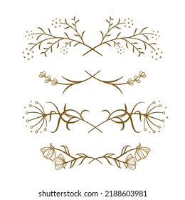 Set of vector floral dividers. Herbs and flowers decorative vintage decorative elements.
