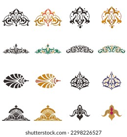 Set of vector floral elements for design