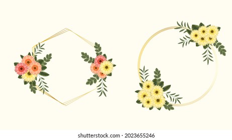 Set of vector floral elements and flowers frames in detailed style for greeting cards, wedding invitations, social media, sales, ads, promotions, packaging, web
