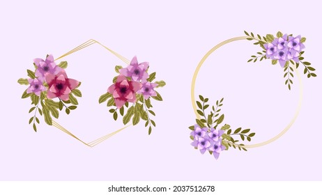 Set of vector floral elements and flowers frames in detailed style for greeting cards, wedding invitations, social media, sales, ads, promotions, packaging, web