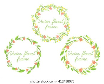 Set of vector floral frame.