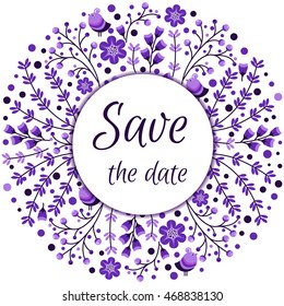 Set of vector floral frames. Cute collection of wreaths made of hand drawn leaves and flowers. Vintage set for invitations. save the date cards and other.