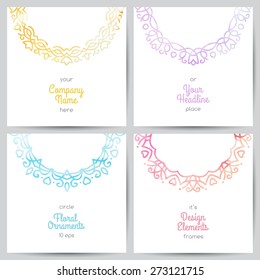 set of vector floral frames, watercolor ornaments on white paper pages