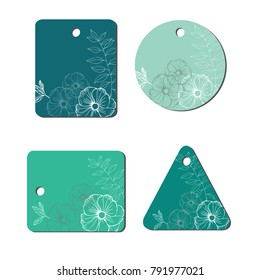 A set of vector floral labels