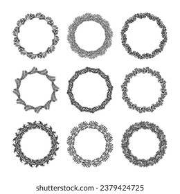 Conjunto de hojas vectoriales florales con espacio en blanco aislado.